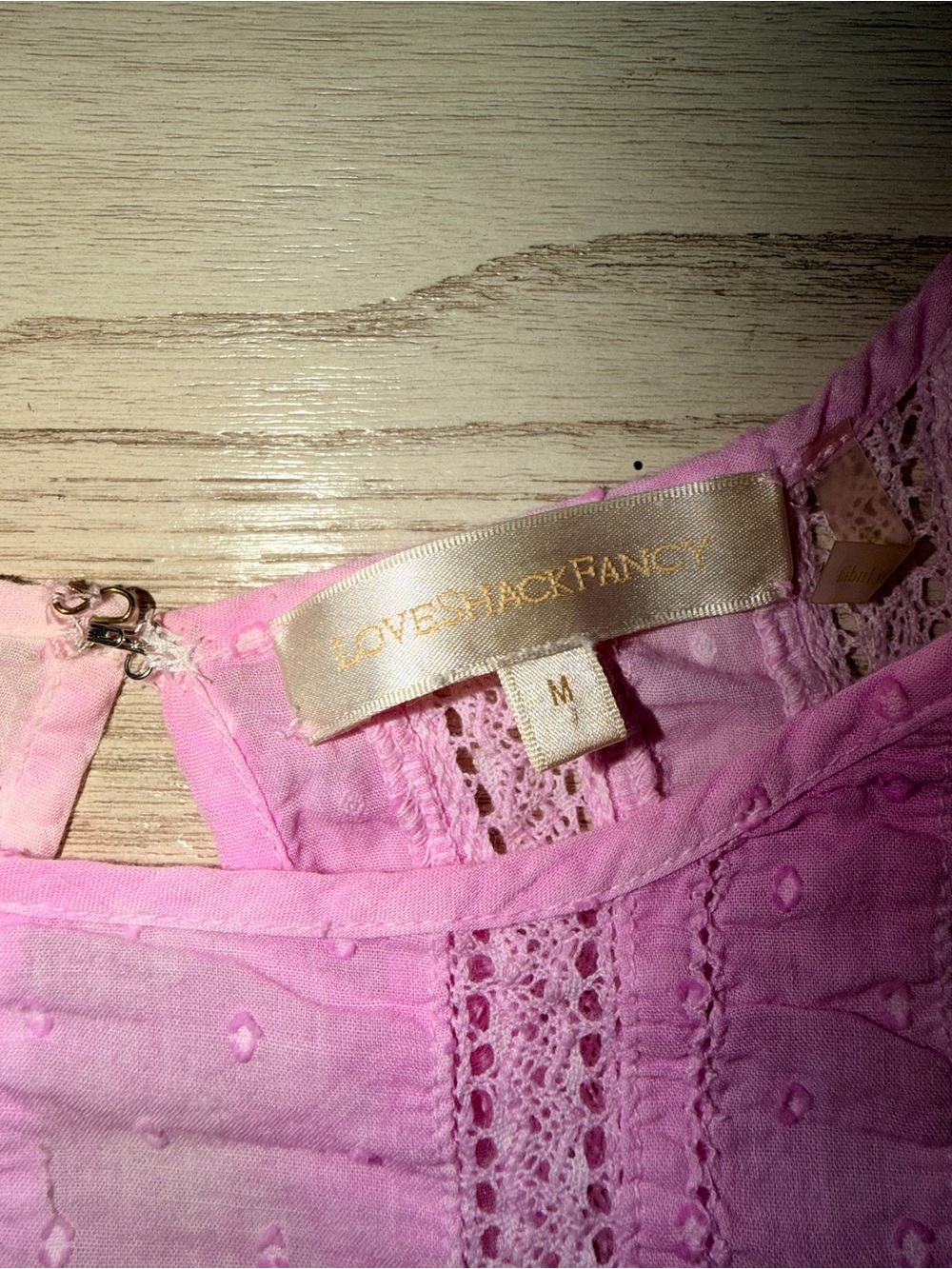 LoveShackFancy Pink Lace-Trimmed Swiss Dot Top - Picture 3 of 3